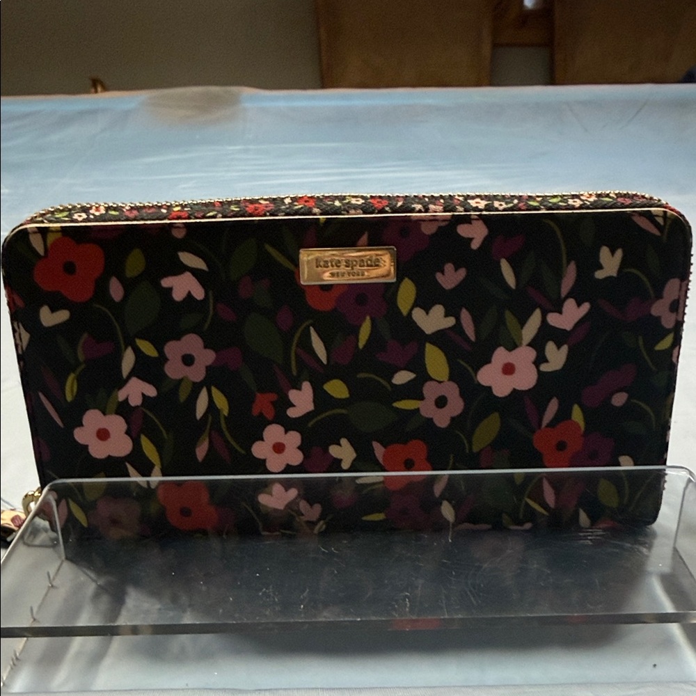 Kate Spade Floral Wallet - Black, Pink, Red, Green EUC